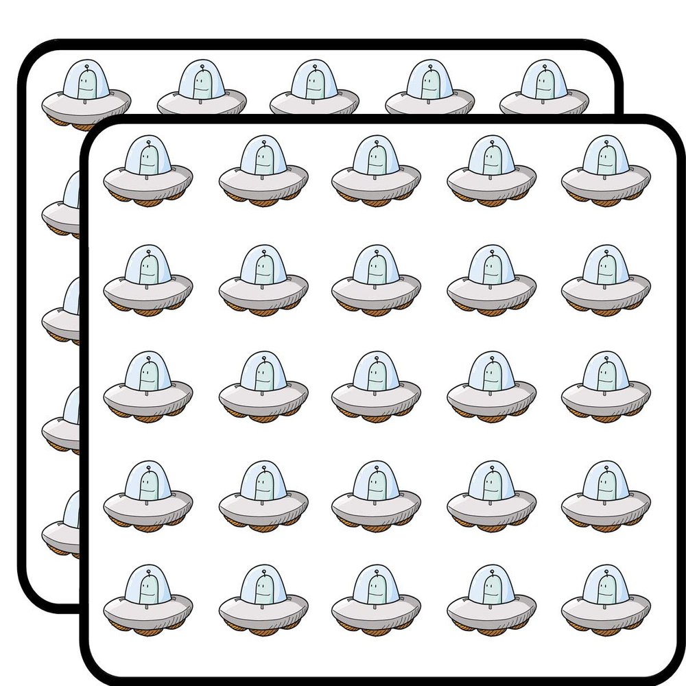 50 PCs Cool Cute Pen Sketch Retro Spaceship 1" Stickers Decals Laptop Notebook Phone Waterproof Vinyl Trendy