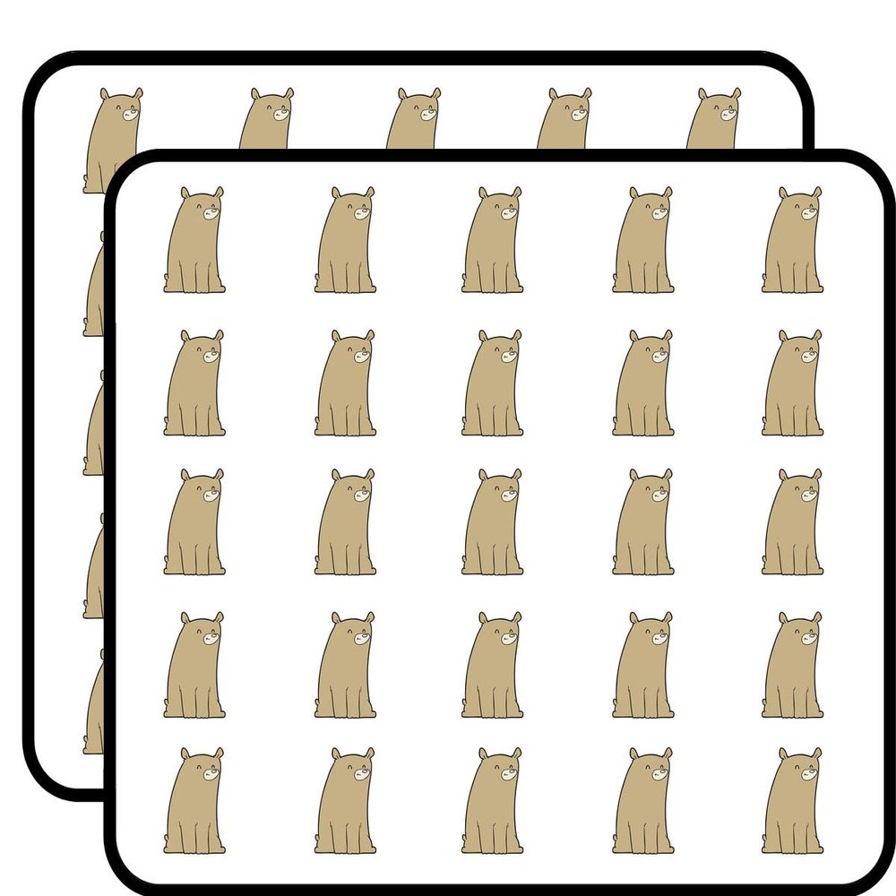 50 PCs Cute Silly Animal - Bear Light Brown Bear 1" Stickers Decals Laptop Notebook Phone Waterproof Vinyl Trendy