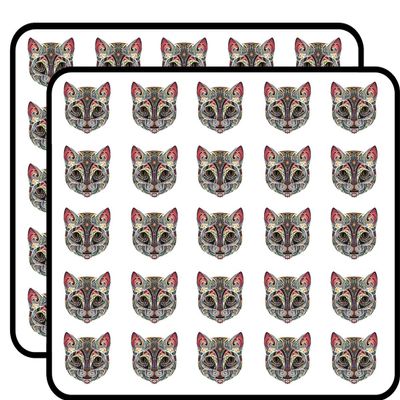 50 PCs Detailed Colorful Floral CAT Black Purple Pink RED Green Blue Orange Yellow Grey 1" Stickers Decals Laptop Notebook Phone Waterproof Vinyl Trendy