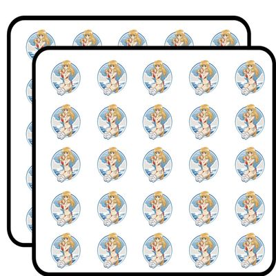 50 PCs Sexy Asian Anime Blonde Beach Babe Girl in Bikini Icon 1" Stickers Decals Laptop Notebook Phone Waterproof Vinyl Trendy
