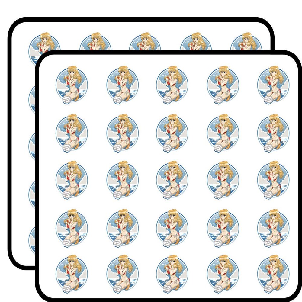 50 PCs Sexy Asian Anime Blonde Beach Babe Girl in Bikini Icon 1" Stickers Decals Laptop Notebook Phone Waterproof Vinyl Trendy