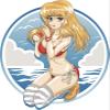 50 PCs Sexy Asian Anime Blonde Beach Babe Girl in Bikini Icon 1" Stickers Decals Laptop Notebook Phone Waterproof Vinyl Trendy view 2