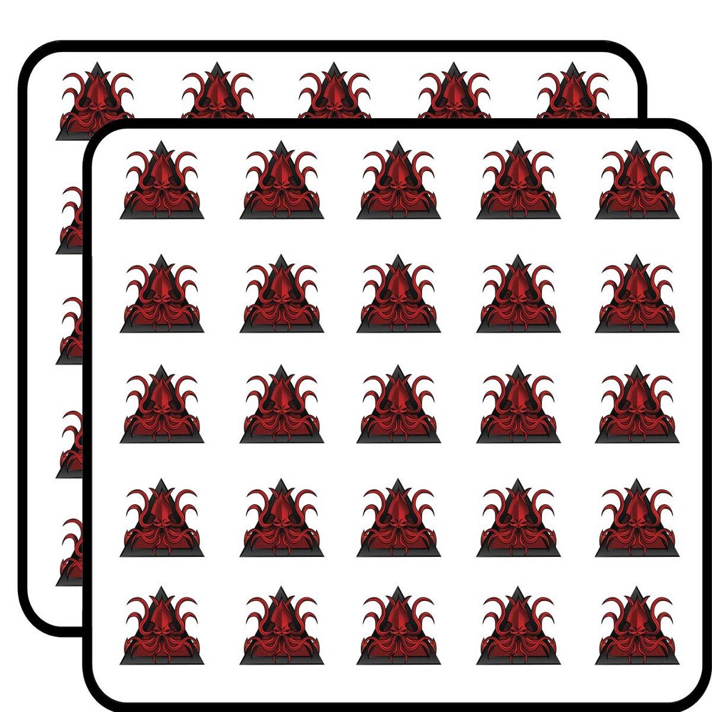 50 PCs Creepy Red Squid in Triangle 1" Stickers Decals Laptop Notebook Phone Waterproof Vinyl Trendy