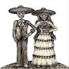 50 PCs Dia De Los Muertos Bride and Groom 1" Stickers Decals Laptop Notebook Phone Waterproof Vinyl Trendy view 2