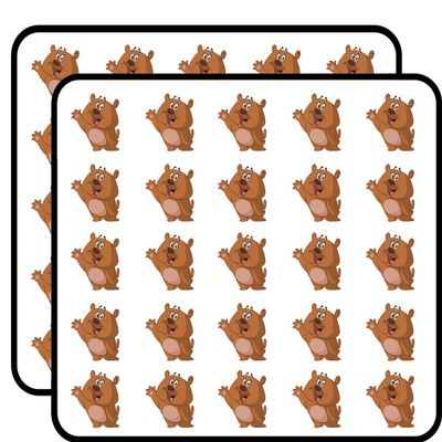50 PCs Happy Simple Brown Bear Nursery 1" Stickers Decals Laptop Notebook Phone Waterproof Vinyl Trendy
