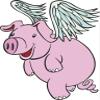 50 PCs Happy Flying Pink Pig with Angel Wings 1" Stickers Decals Laptop Notebook Phone Waterproof Vinyl Trendy view 2