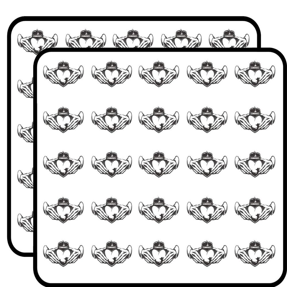 50 PCs Claddagh Two Hands Holding Heart with Crown Icon 1" Stickers Decals Laptop Notebook Phone Waterproof Vinyl Trendy
