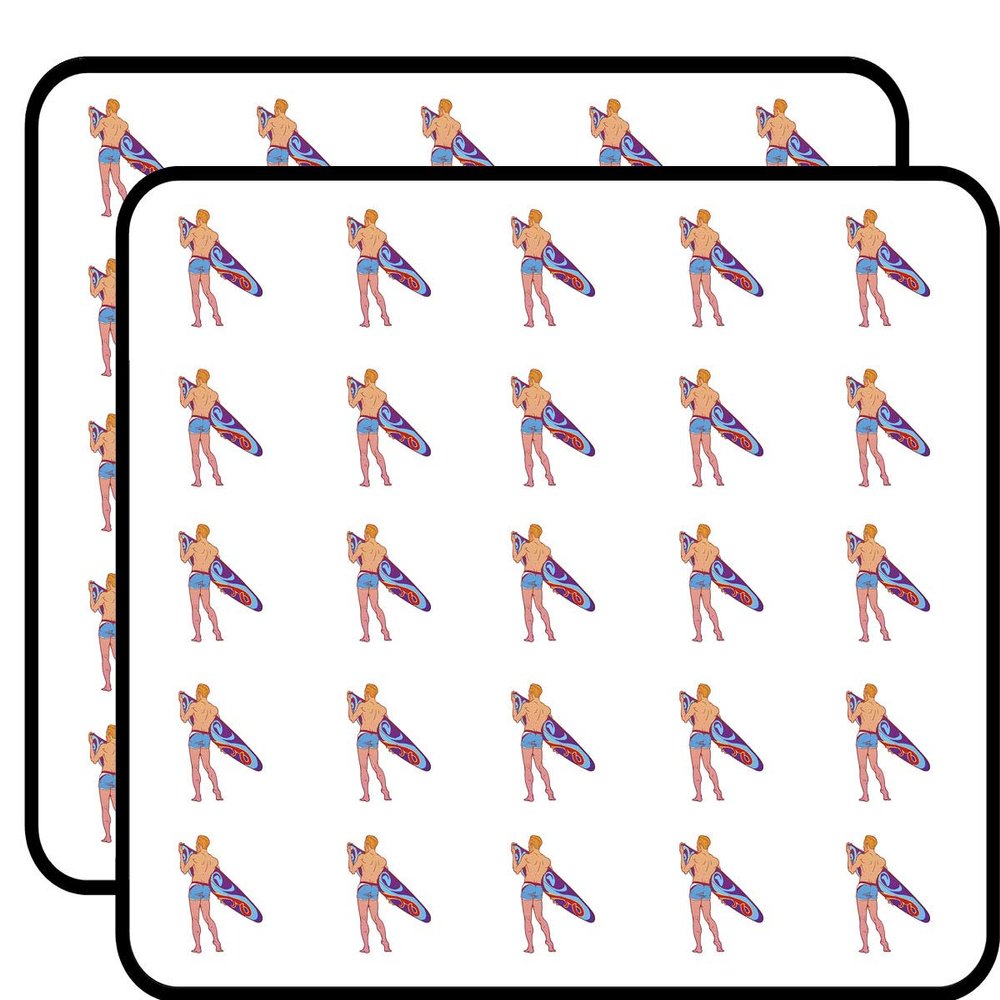 50 PCs Sun Burnt Surfer Guy with Surf Board 1" Stickers Decals Laptop Notebook Phone Waterproof Vinyl Trendy