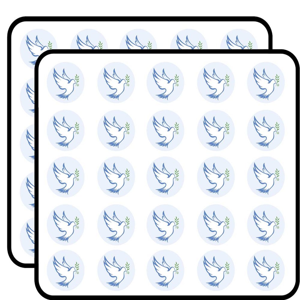 50 PCs Pretty Flying White Peace Dove with Leaves Icon 1" Stickers Decals Laptop Notebook Phone Waterproof Vinyl Trendy