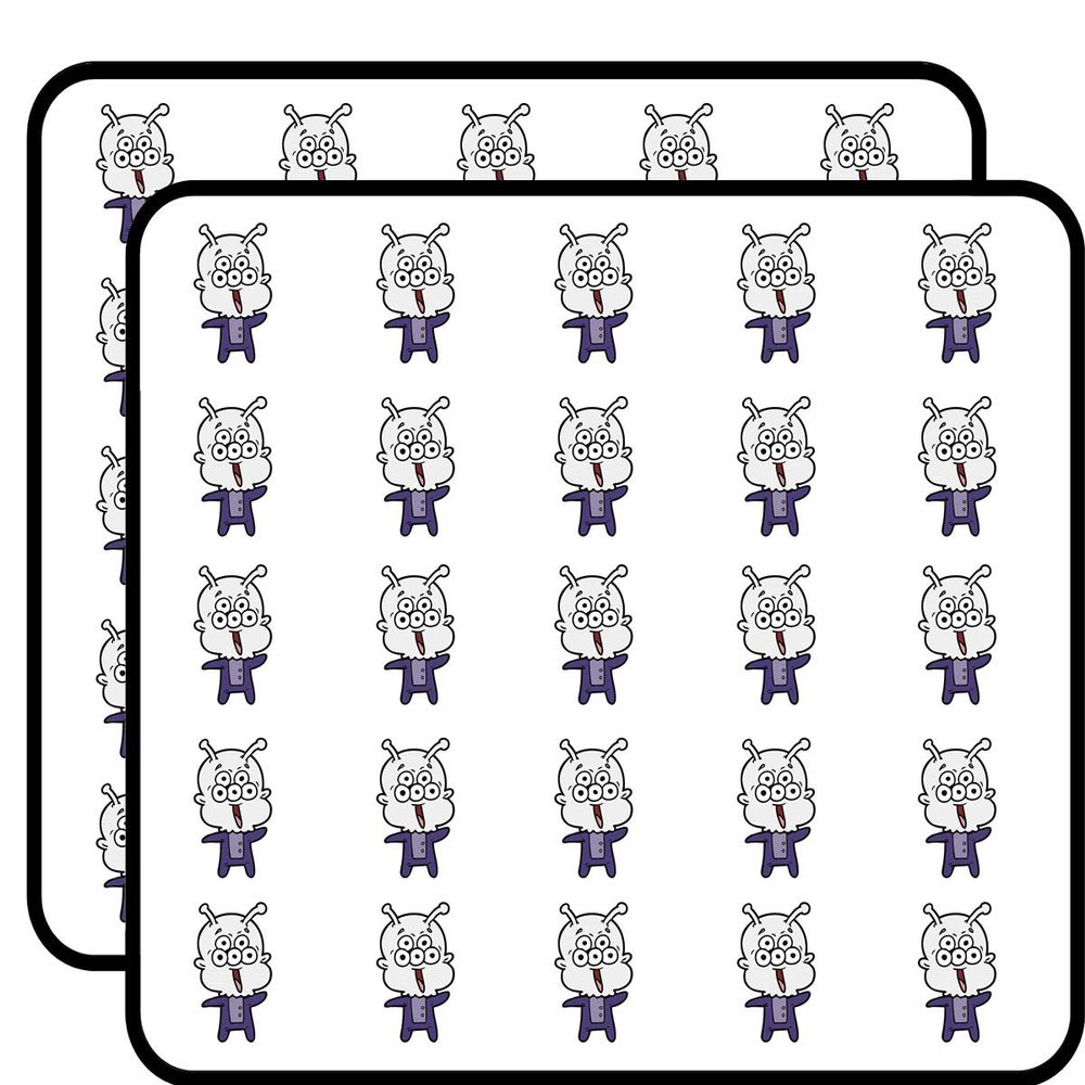 50 PCs Cute Happy 5 Eye Kid Alien in Pajamas 1" Stickers Decals Laptop Notebook Phone Waterproof Vinyl Trendy