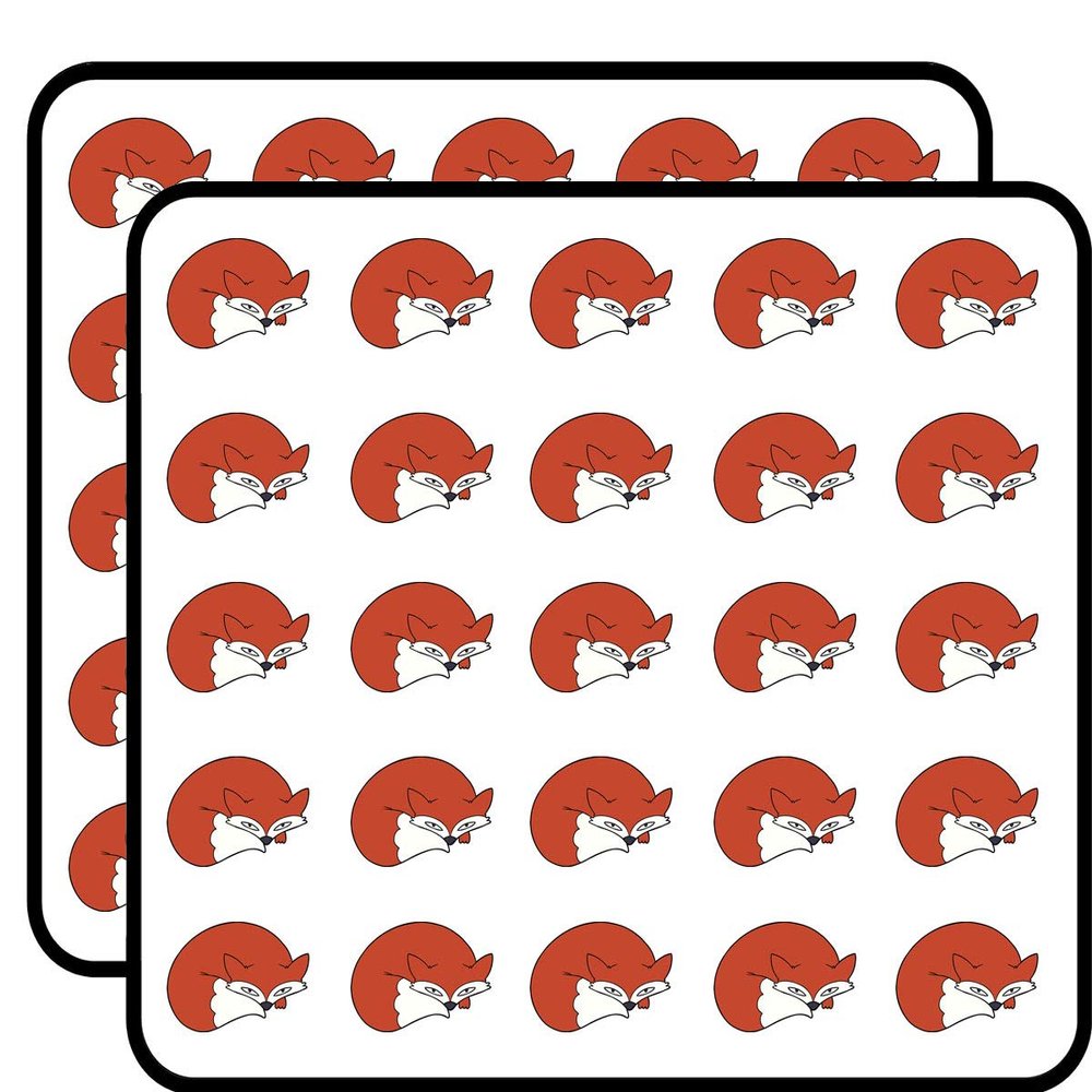 50 PCs Simple Orange Art Fox - Angry 1" Stickers Decals Laptop Notebook Phone Waterproof Vinyl Trendy