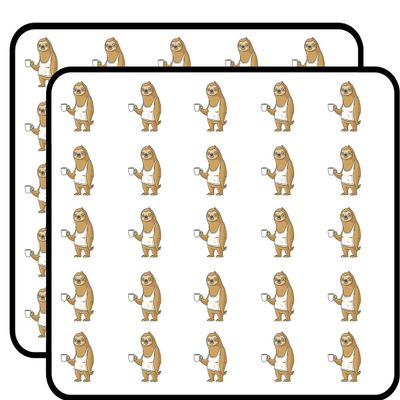 50 PCs Cute Sleepy Grumpy Sloth with Coffee 1" Stickers Decals Laptop Notebook Phone Waterproof Vinyl Trendy