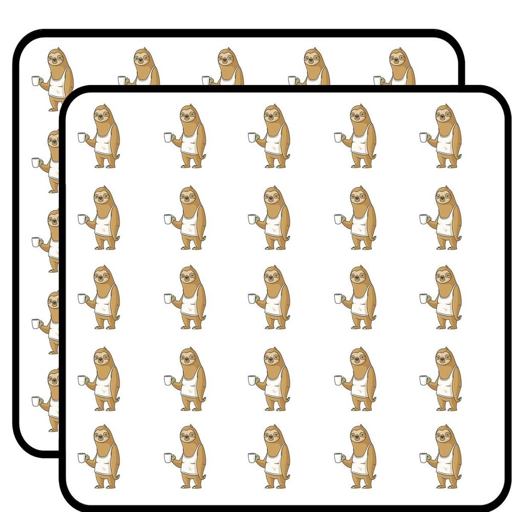 50 PCs Cute Sleepy Grumpy Sloth with Coffee 1" Stickers Decals Laptop Notebook Phone Waterproof Vinyl Trendy