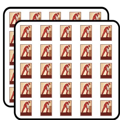50 PCs Hardworking Vintage Laborer Icon 1" Stickers Decals Laptop Notebook Phone Waterproof Vinyl Trendy