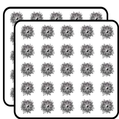 50 PCs Black and White Mandala Flower with Yin Yang Center 1" Stickers Decals Laptop Notebook Phone Waterproof Vinyl Trendy