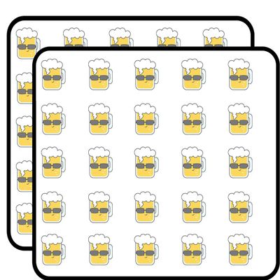 50 PCs Cool Ice Cold Beer Mug 1" Stickers Decals Laptop Notebook Phone Waterproof Vinyl Trendy