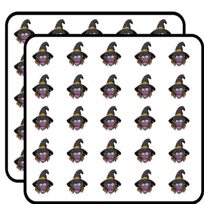 50 PCs Creepy Purple Halloween Witch 1" Stickers Decals Laptop Notebook Phone Waterproof Vinyl Trendy