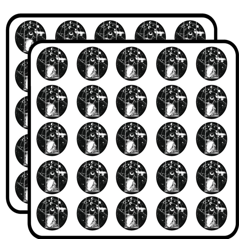 50 PCs Cool Simple Boy Watching The Sky on Swing Icon 1" Stickers Decals Laptop Notebook Phone Waterproof Vinyl Trendy