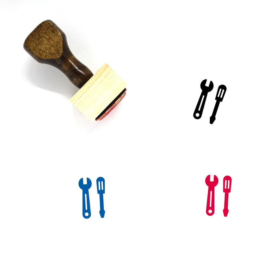 Wrench Screwdriver Wooden Rubber Stamp No. 21 (1" x 1")