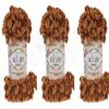 Alize Puffy Baby Blanket Yarn Lot of 3skn 300gr 30yds 100% Micropolyester Soft Yarn Hand Knitting Yarn Super Chunky Bulky Woven Worested Yarn (179 - Camel) view 1