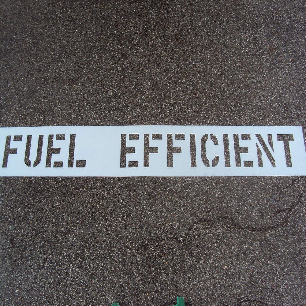 12" Fuel EFFICIENT Stencil - Actual 12 Inch Letters - Parking Lot Stencil (1/16") (.060") American Striping Co.