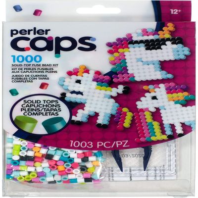 Perler 80-54656 Solid-Top Cap Perler Beads Unicorn Pattern Starter Kit, 1006pcs