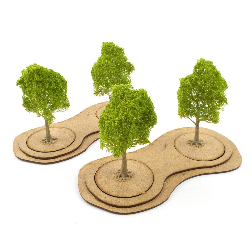 War World Gaming MDF Tree Bases Small Pack of 2 - Tabletop Wargame Diorama Terrain Scenery Landscape Wargaming Model Modelling Battlefield Objective Miniature