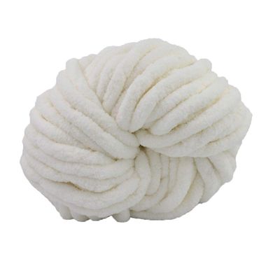 Cream Chunky Chenille Yarn Hand Knitting Yarn Vegan Jumbo Chenille Yarn Super Chunky Bulky Woven Worested Yarn Soft Warm Chenille Blanket Yarn 1 Skein/250g