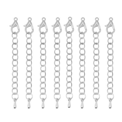 20 PCS Alloy Lobster ClaspsTail Chain Necklace Bracelet Earrings Extension Chain DIY Findings Jewelry Extender Tail Extender Chain (White K)