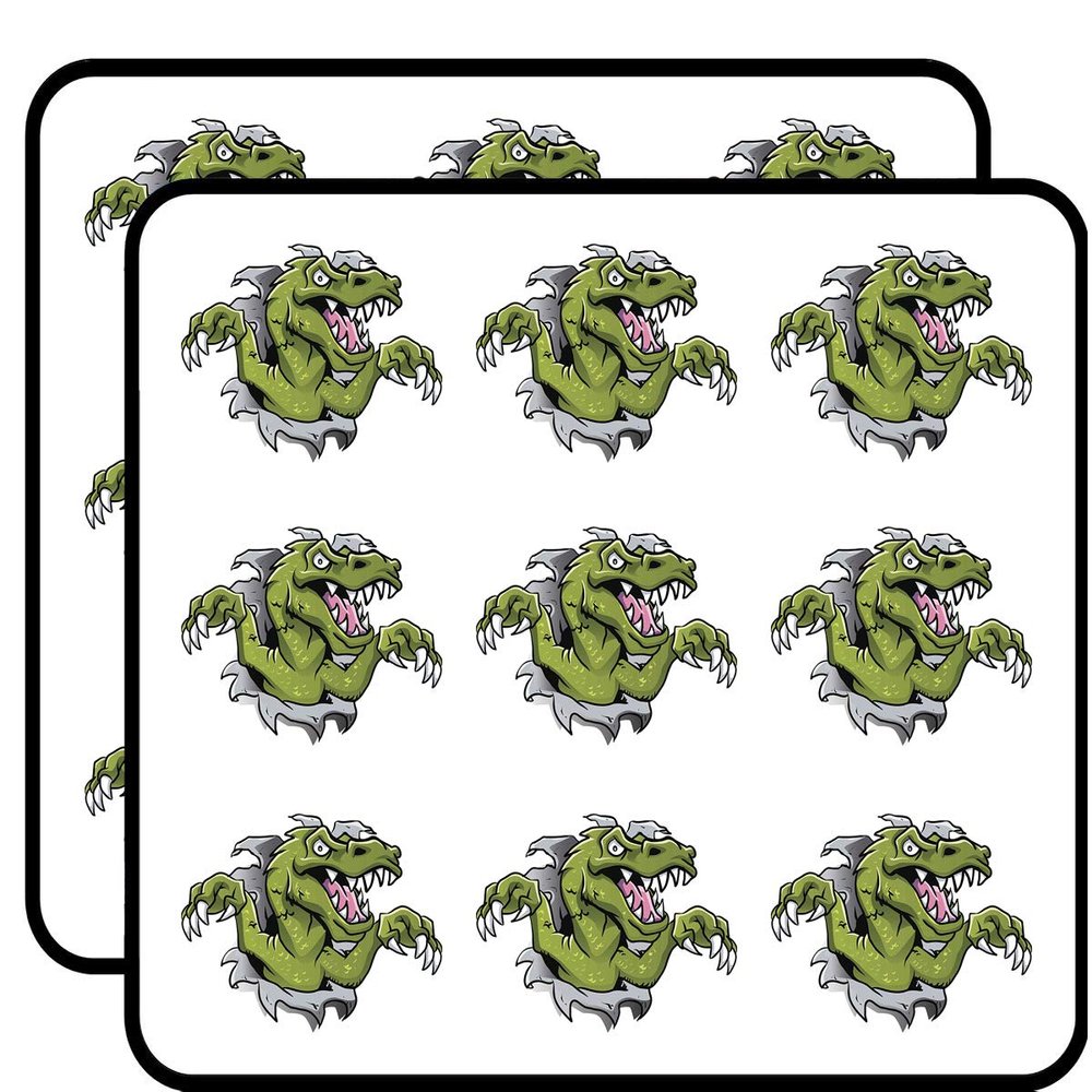 18 Pcs Green Dinosaur Coming Out of Screen Cartoon 2" Stickers Decals Laptop Notebook Phone Waterproof Vinyl Trendy