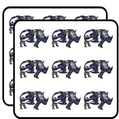 18 Pcs Cool Double Exposure African Wilderness Dot Art Rhino Silhouette 2" Stickers Decals Laptop Notebook Phone Waterproof Vinyl Trendy