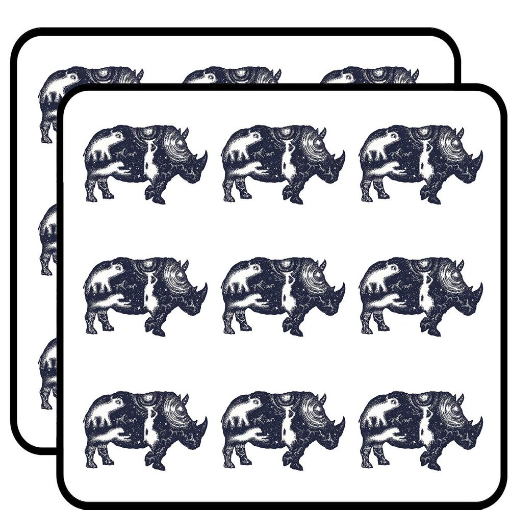 18 Pcs Cool Double Exposure African Wilderness Dot Art Rhino Silhouette 2" Stickers Decals Laptop Notebook Phone Waterproof Vinyl Trendy