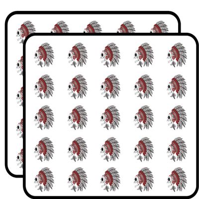 50 PCs Strong Angry Skull with Red and Gray Feather Headdress 1" Stickers Decals Laptop Notebook Phone Waterproof Vinyl Trendy