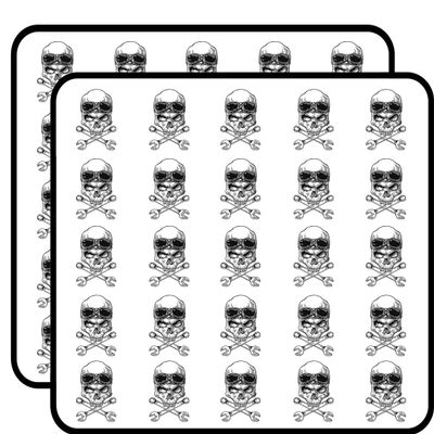 50 PCs Creepy Evil Skull Head with Crossed Wrenches Sketch 1" Stickers Decals Laptop Notebook Phone Waterproof Vinyl Trendy