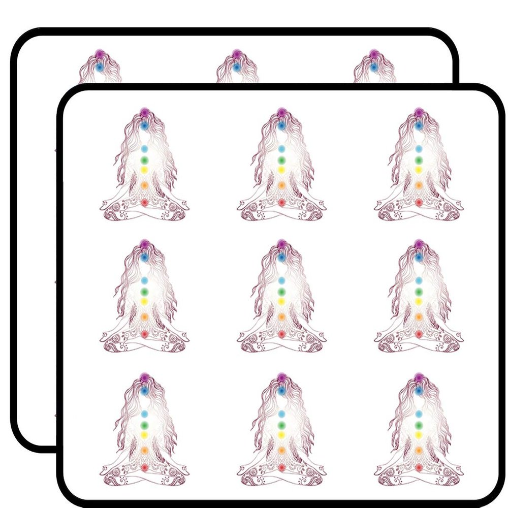 18 Pcs Delicate Yoga Yoji Woman with Henna and Rainbow Shakras 2" Stickers Decals Laptop Notebook Phone Waterproof Vinyl Trendy