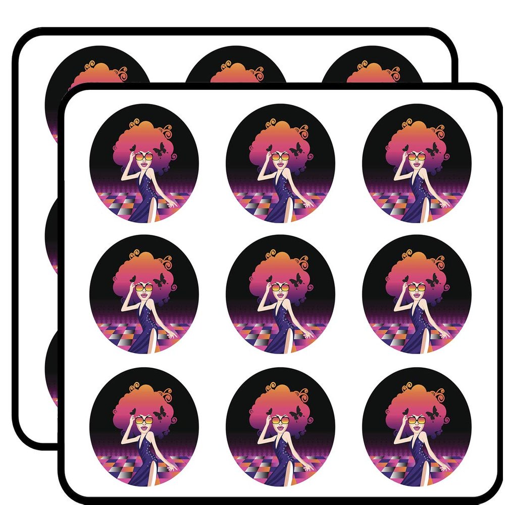 18 Pcs Cool Sassy 70's Disco Dancer with Afro Cartoon Icon 2" Stickers Decals Laptop Notebook Phone Waterproof Vinyl Trendy