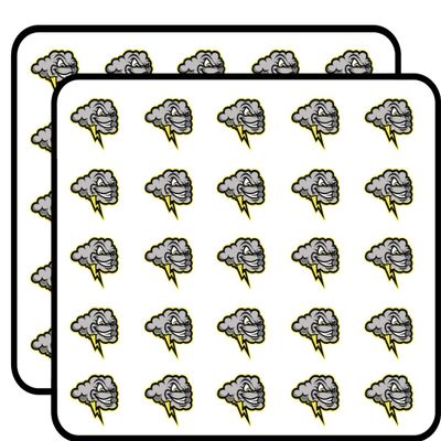50 PCs Evil Smiling Gray Thunder Rain Cloud 1" Stickers Decals Laptop Notebook Phone Waterproof Vinyl Trendy