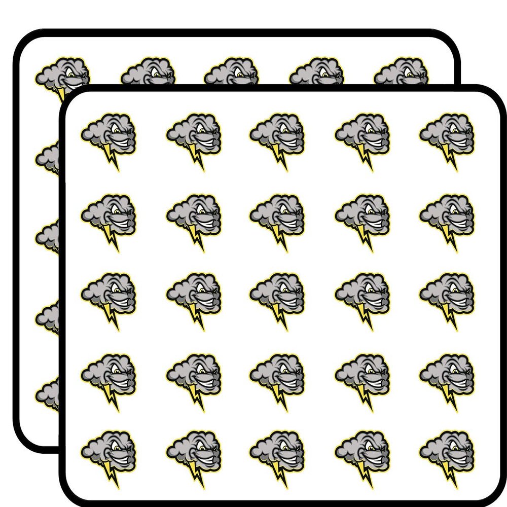 50 PCs Evil Smiling Gray Thunder Rain Cloud 1" Stickers Decals Laptop Notebook Phone Waterproof Vinyl Trendy