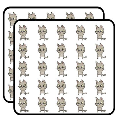 50 PCs Cute Kawaii Kitty Cat with Bright Eyes - Light Brown 1" Stickers Decals Laptop Notebook Phone Waterproof Vinyl Trendy