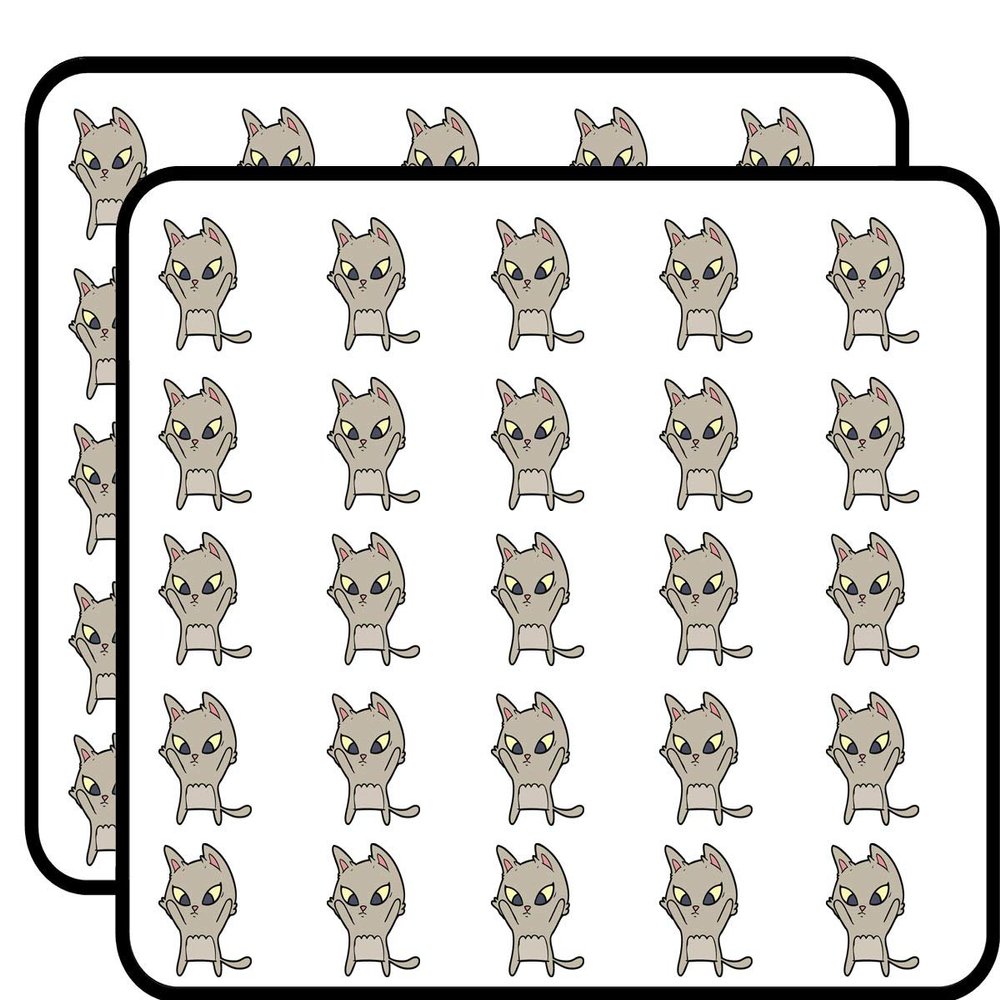 50 PCs Cute Kawaii Kitty Cat with Bright Eyes - Light Brown 1" Stickers Decals Laptop Notebook Phone Waterproof Vinyl Trendy