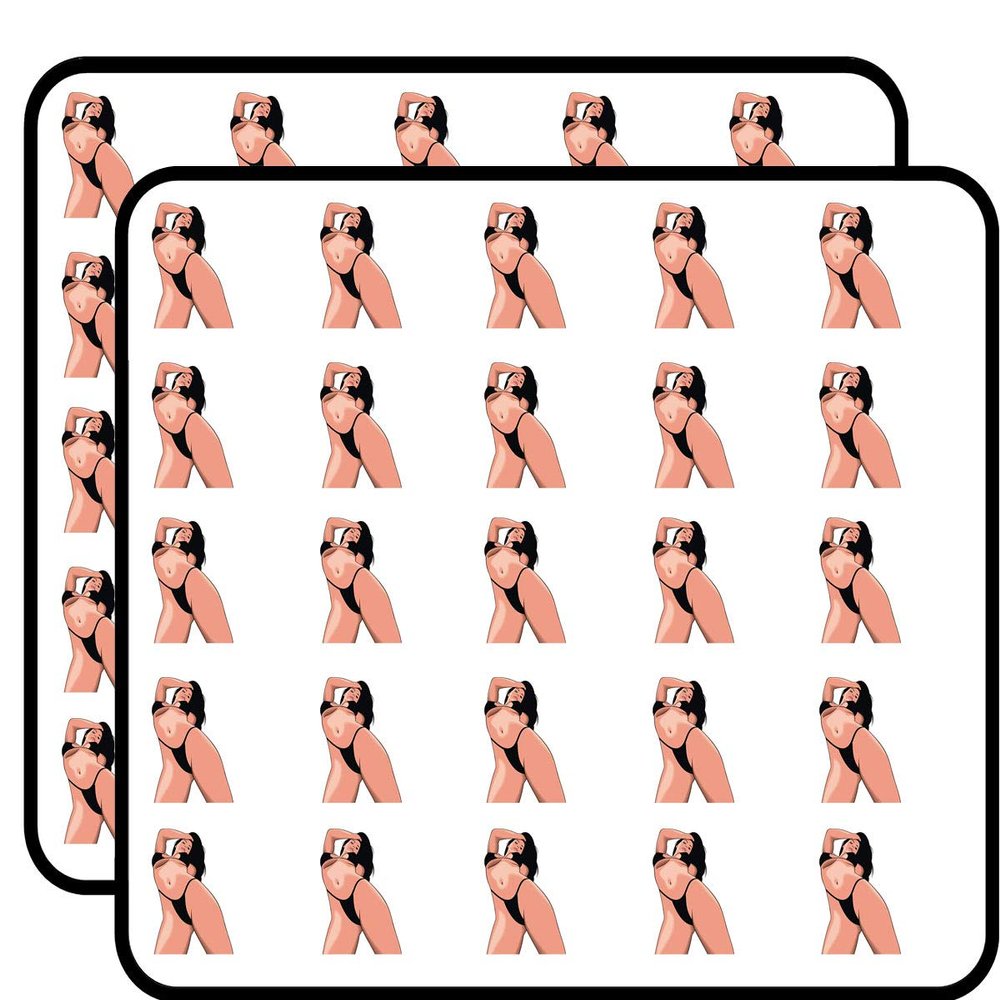50 PCs Sexy Beautiful Woman Girl Lady Long Hair in Bikini Black Nude Peach Pink 1" Stickers Decals Laptop Notebook Phone Waterproof Vinyl Trendy