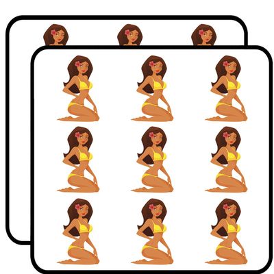 18 Pcs Cute Sexy Tan Tropical Beach Bikini Babe Cartoon 2" Stickers Decals Laptop Notebook Phone Waterproof Vinyl Trendy