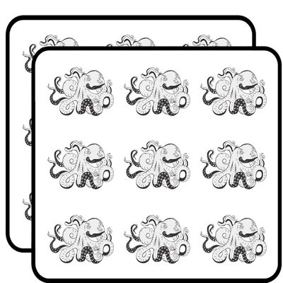 18 Pcs Grayscale Octopus Squid with Long Tentacles 2" Stickers Decals Laptop Notebook Phone Waterproof Vinyl Trendy