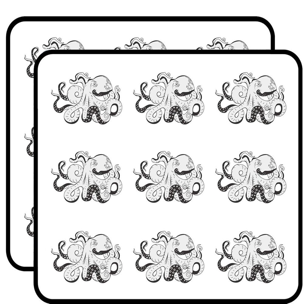18 Pcs Grayscale Octopus Squid with Long Tentacles 2" Stickers Decals Laptop Notebook Phone Waterproof Vinyl Trendy