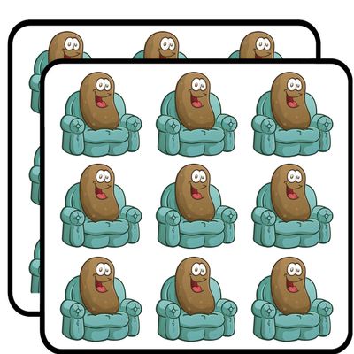 18 Pcs Cute Happy Lazy Couch Potato on Chair Cartoon 2" Stickers Decals Laptop Notebook Phone Waterproof Vinyl Trendy