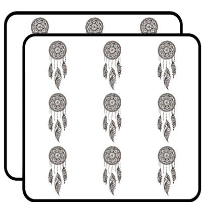 18 Pcs Dainty Brown Henna Flower Feather Dream Catcher Drawing 2" Stickers Decals Laptop Notebook Phone Waterproof Vinyl Trendy