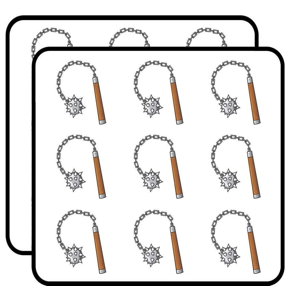 18 Pcs Medieval Wooden Mace Weapon Cartoon 2" Stickers Decals Laptop Notebook Phone Waterproof Vinyl Trendy