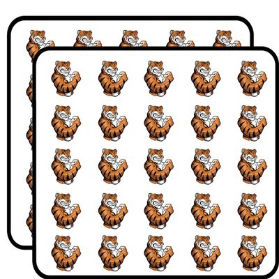 50 PCs Red Eyed Orange Stripped Tiger Mascot 1" Stickers Decals Laptop Notebook Phone Waterproof Vinyl Trendy