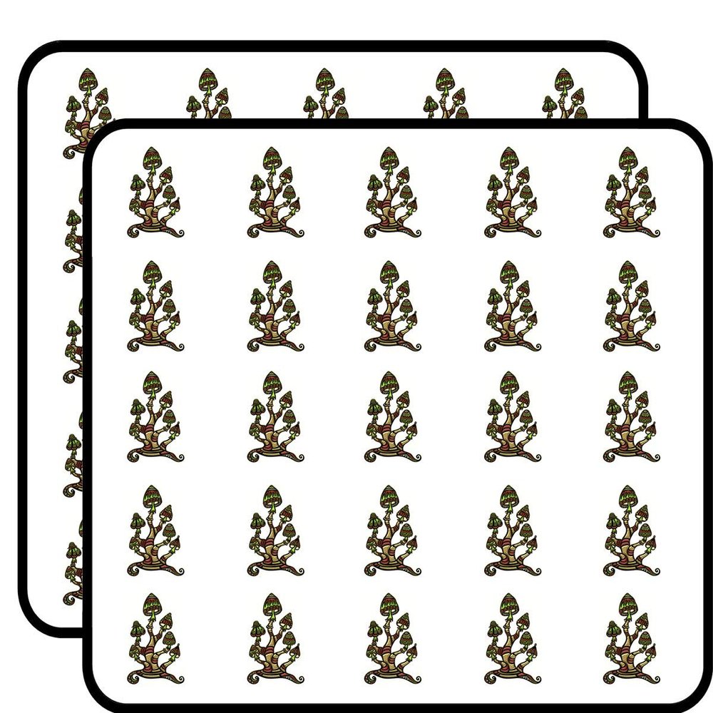 50 PCs Psychedelic Magic Colorful Mushroom Green Gold Green Yellow Black White 1" Stickers Decals Laptop Notebook Phone Waterproof Vinyl Trendy