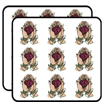 18 Pcs Pretty Red Rose and Vines in Hands Cartoon 82" Stickers Decals Laptop Notebook Phone Waterproof Vinyl Trendy